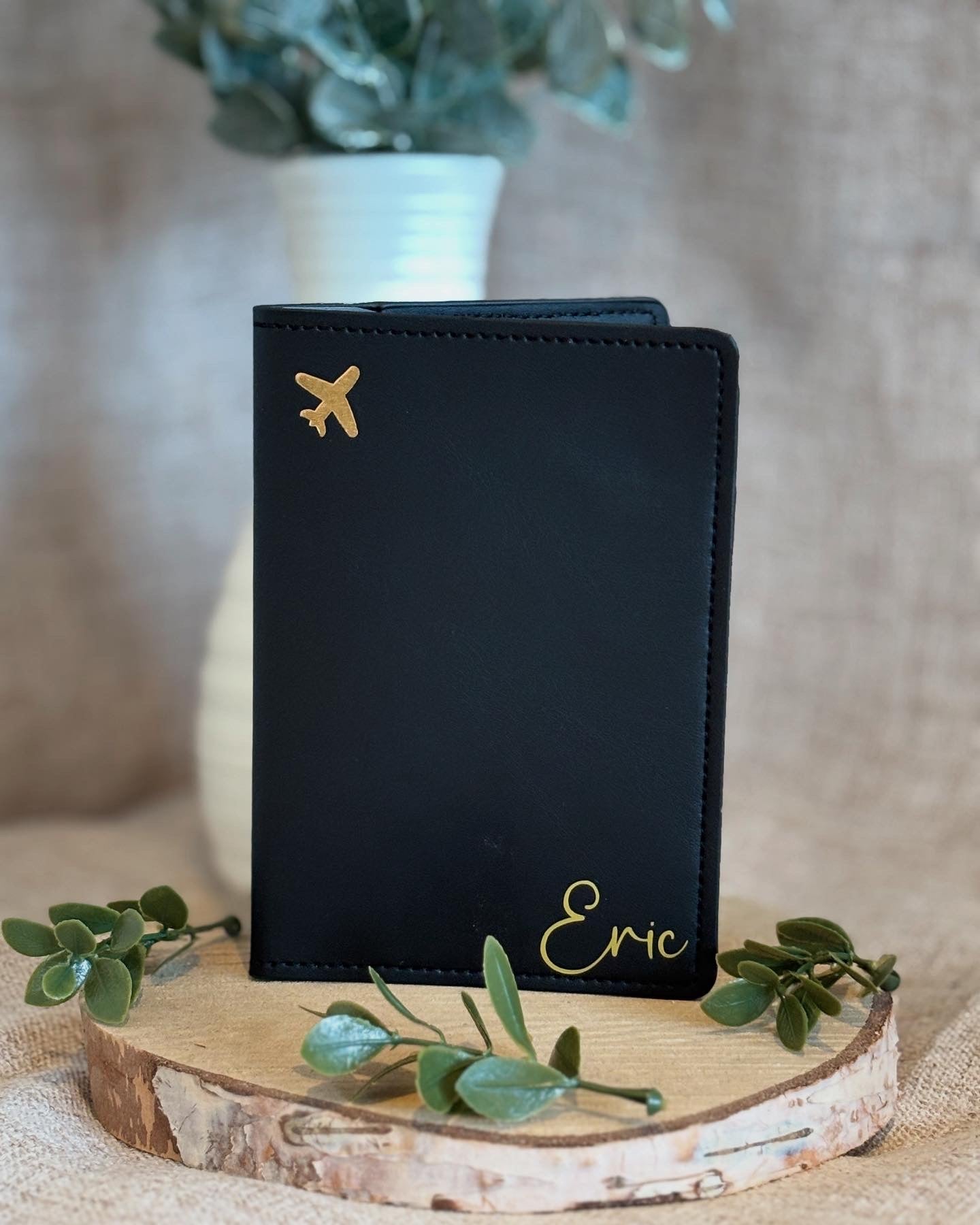 Etui passeport Noir personnalisé