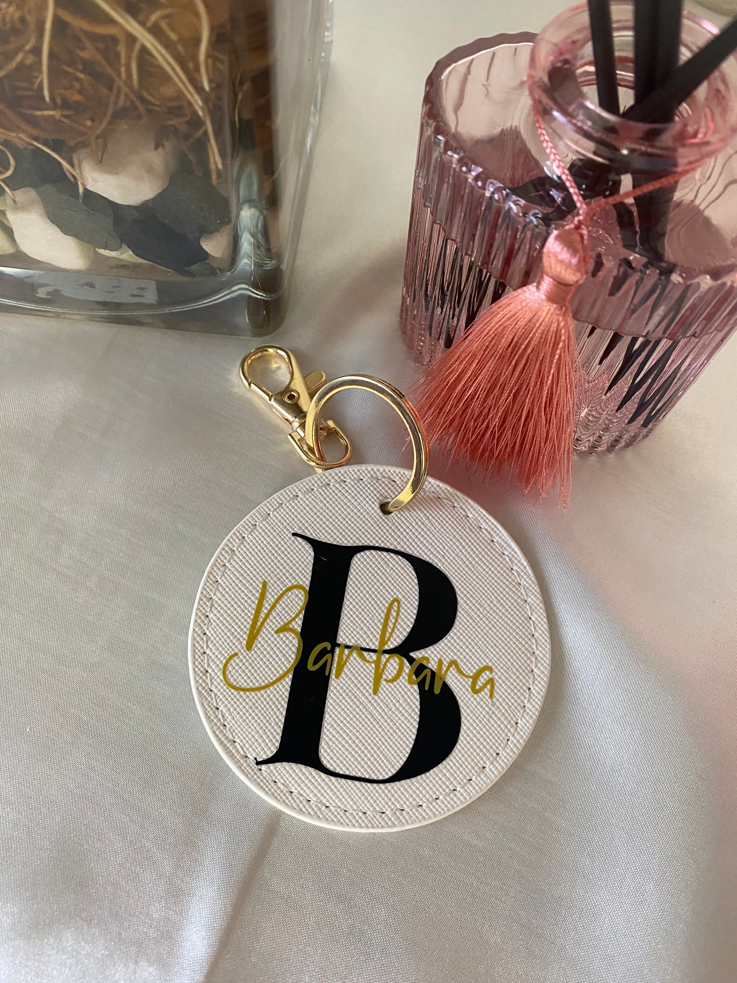 Porte clés rond Blanc personnalisé