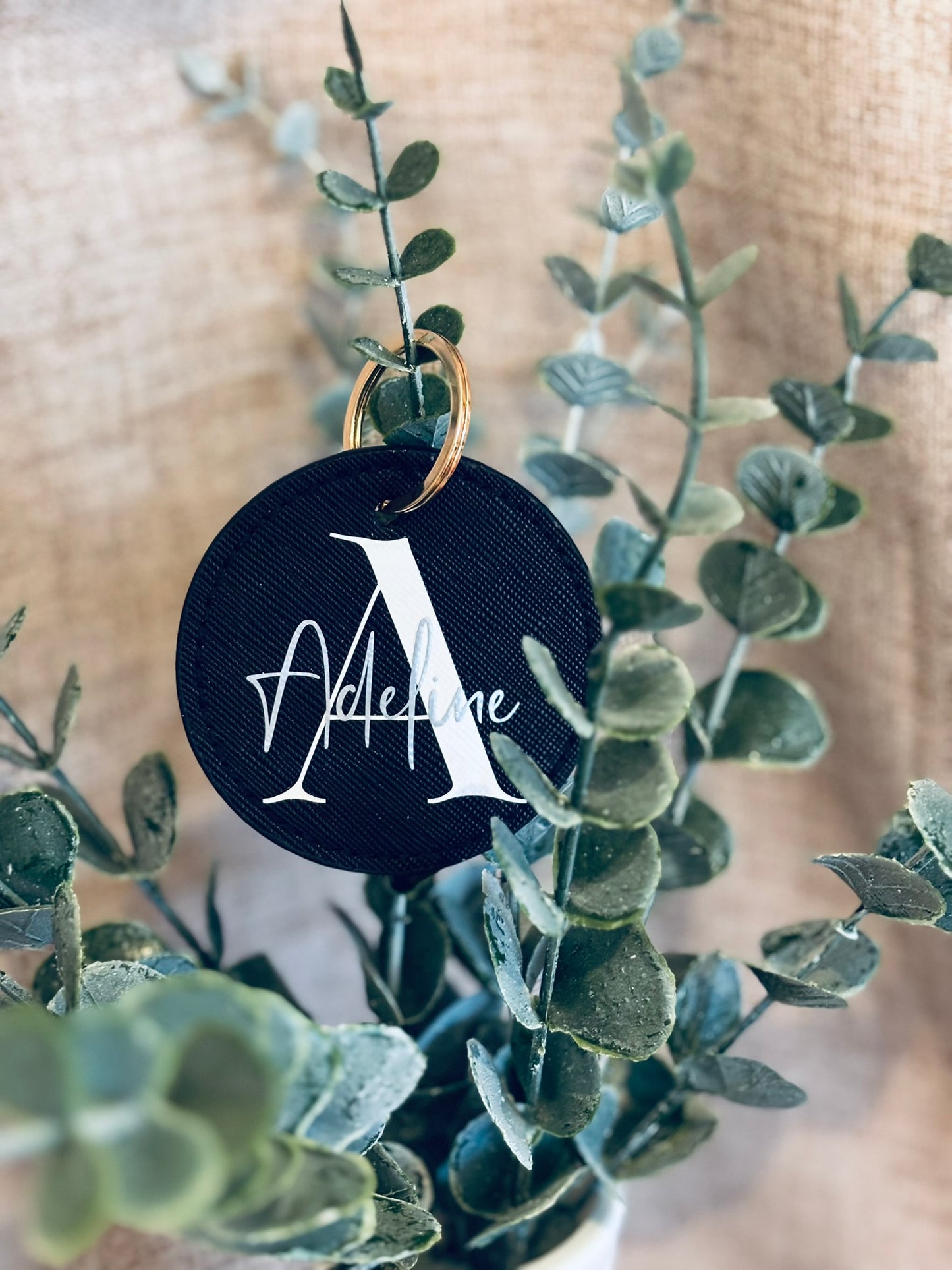 Porte clés rond Noir personnalisé