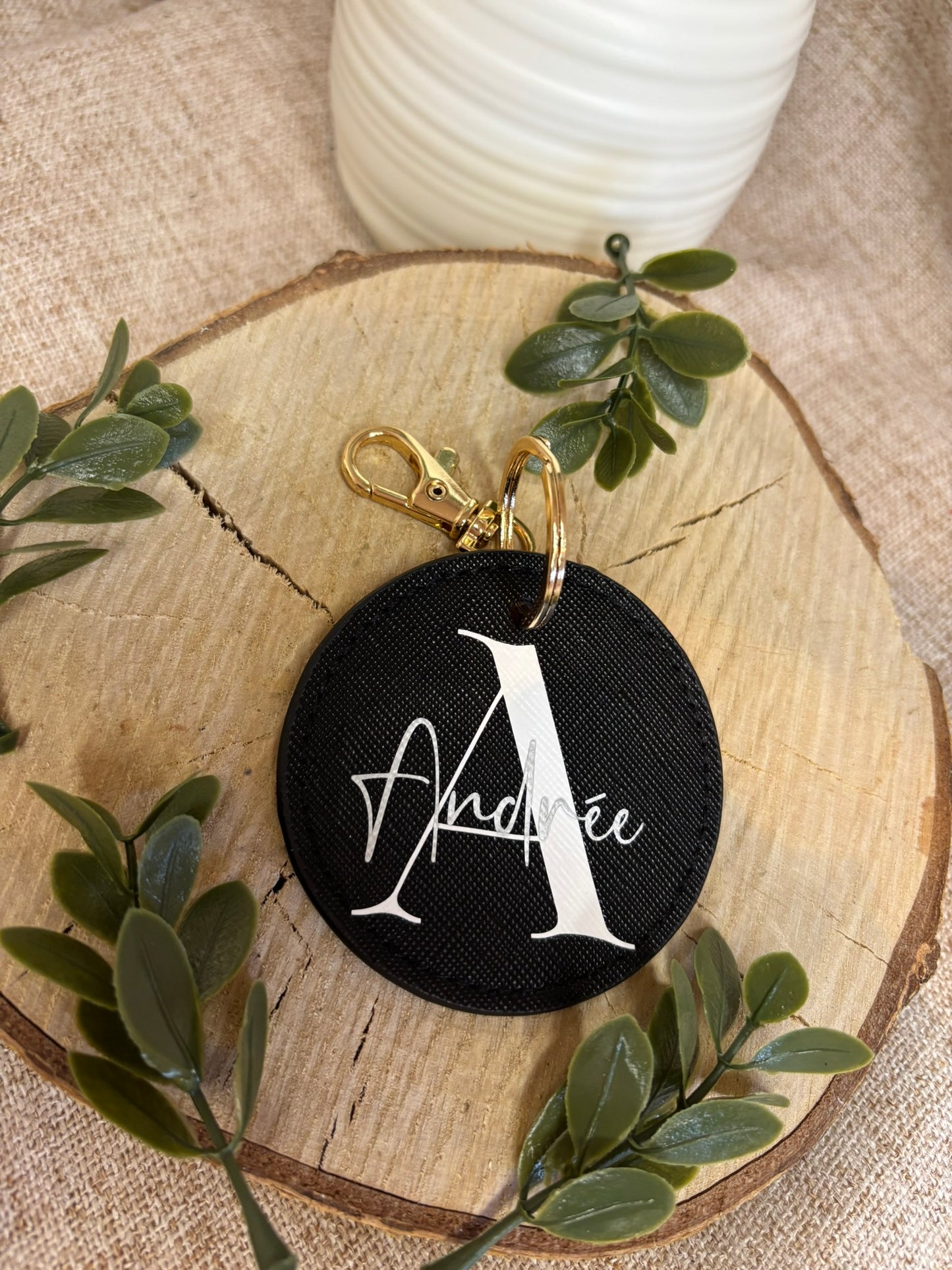 Porte clés rond Noir personnalisé