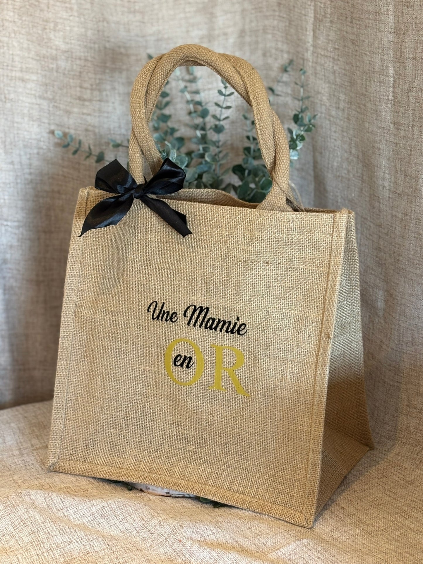 Sac en Toile de Jute "Une Mamie en Or"