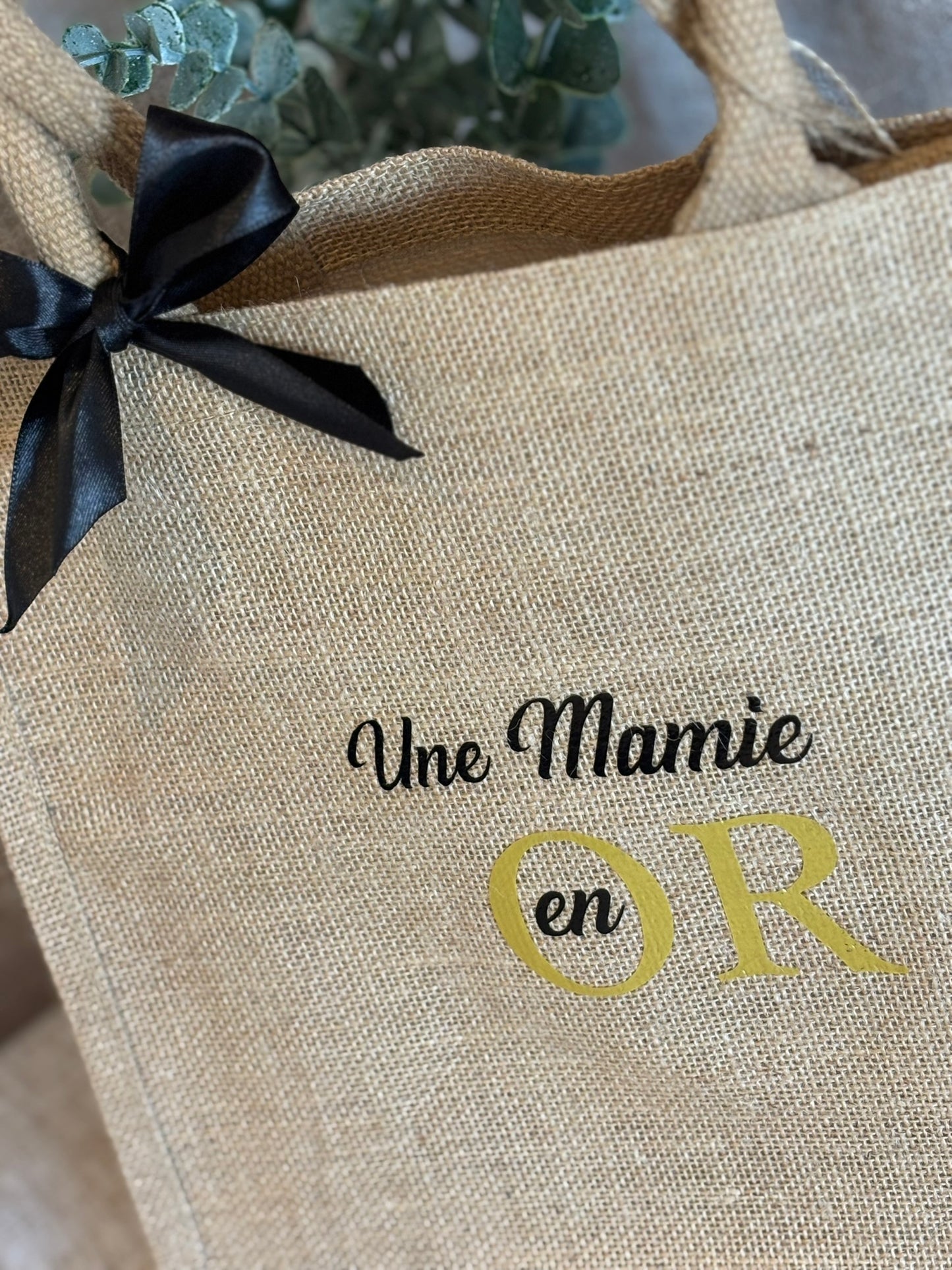 Sac en Toile de Jute "Une Mamie en Or"