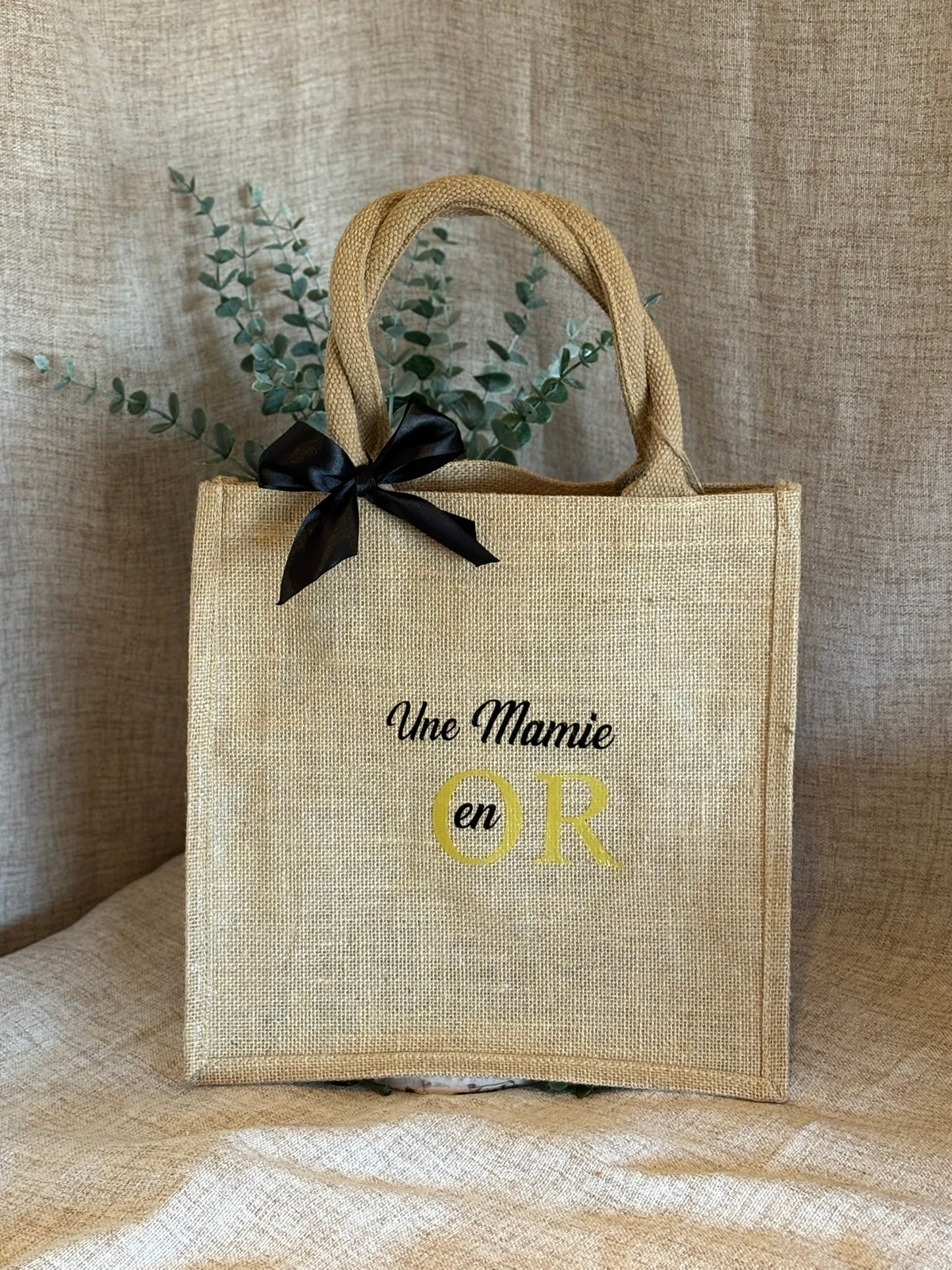 Sac en Toile de Jute "Une Mamie en Or"