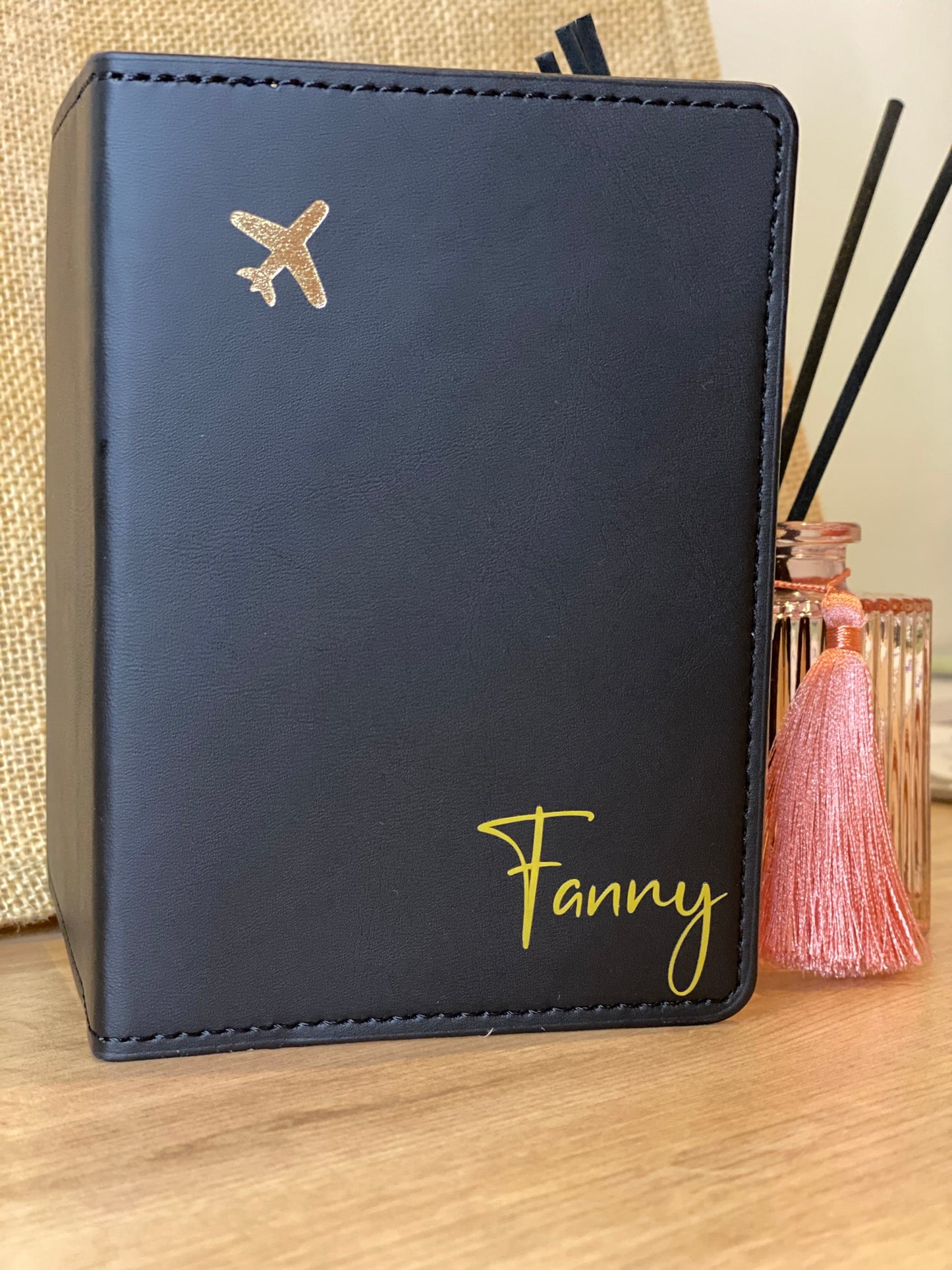 Etui passeport Noir personnalisé
