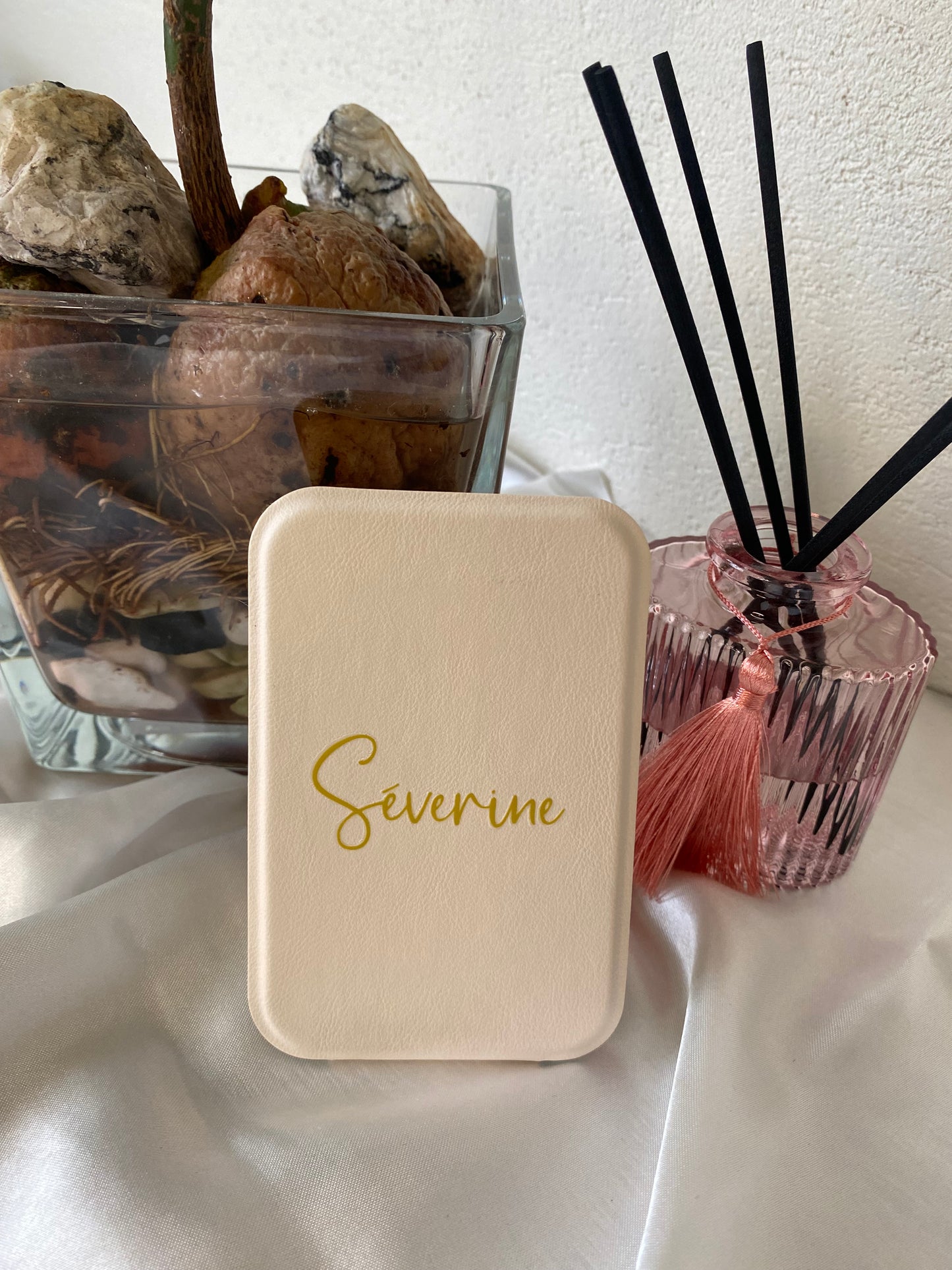 Miroir de poche Beige personnalisé